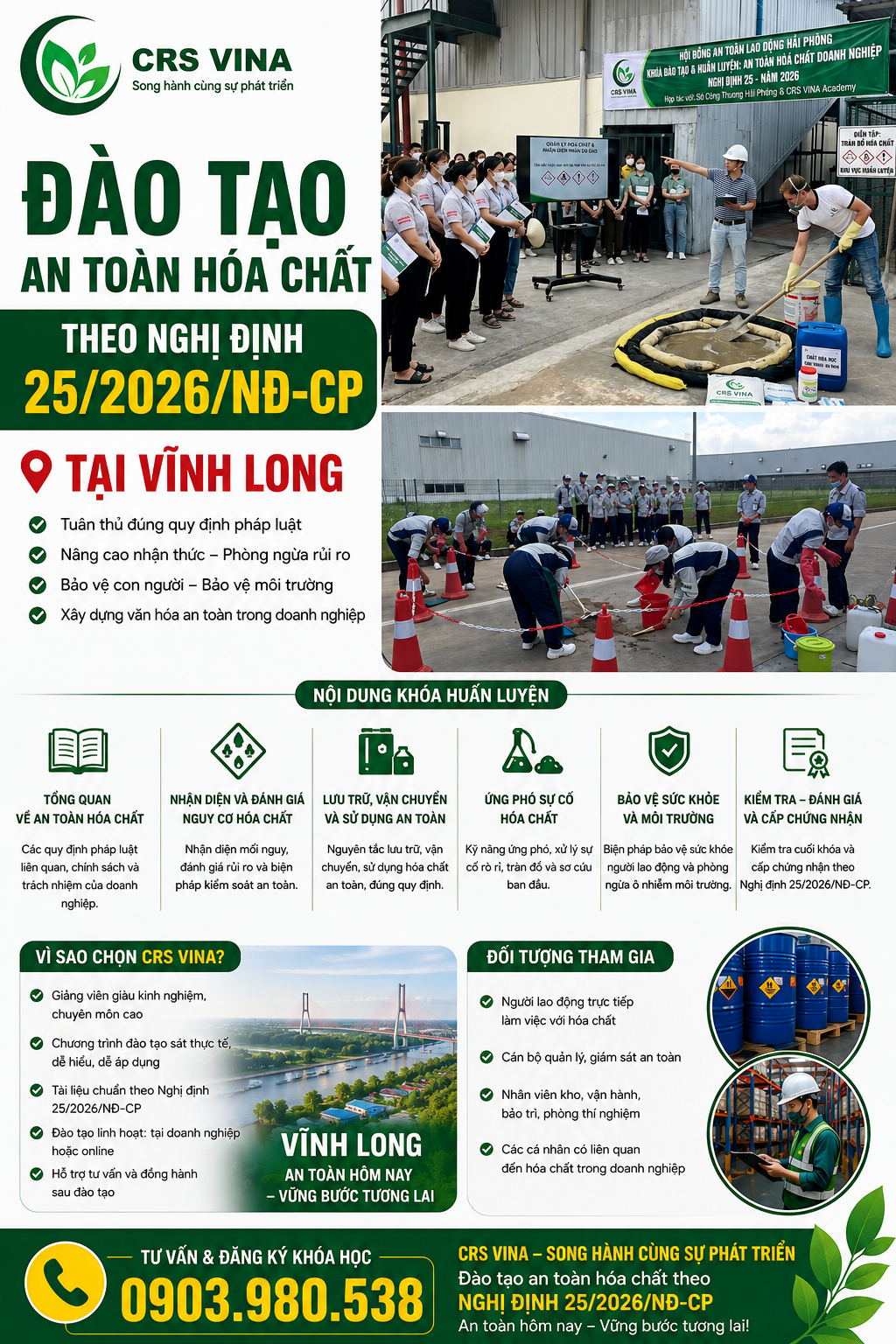 Đơn vị đào tạo an toàn hoá chất tại Vĩnh Long